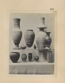 Eleven Egyptian vases, photograph, page, number: 'XIX', c. 1890 - c. 1895, photographer, paper,