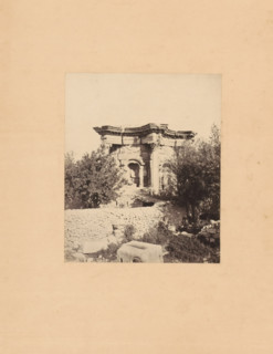 View of the Temple of Baal at Baalbek, photograph, page, annotation: 'Temple of Baal at Baalbek',