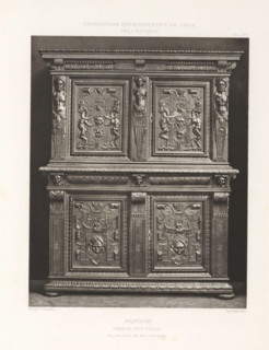 16th-century French wooden cabinet, at the Exposition Rétrospective of 1877 in Lyon, France,