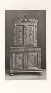 17th-century French wooden cabinet, at the Exposition Rétrospective of 1877 in Lyon, France,