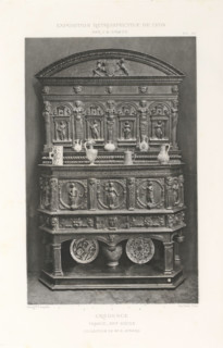 16th-century French wooden sideboard, at the Exposition Rétrospective of 1877 in Lyon, France,
