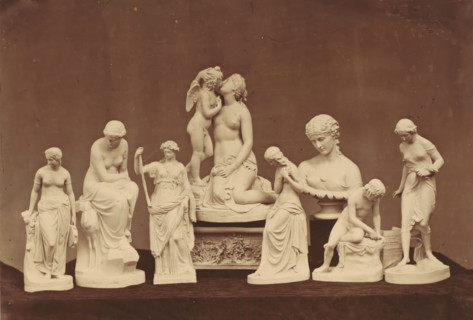 Arrangement of eight sculptures, photograph, This photo is part of a cover with eight photos, two