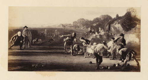 Photo reproduction of an engraving of Village Bowlers, after the painting by Sir George Harvey,