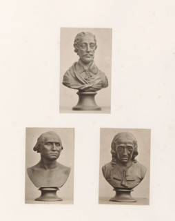 Busts of George Washington, John Milton and Edmund Spenser, photograph, page, photographer: Joseph