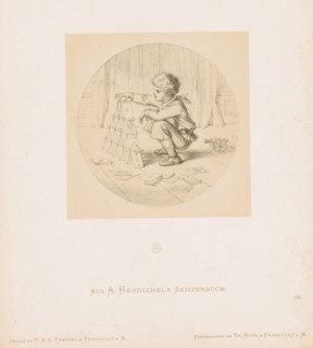 Photo reproduction of a boy building a house of cards by Albert Hendschel, Aus A. Hendschel's