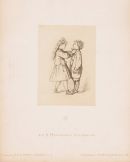 Photo reproduction of a sketch of two children by Albert Hendschel, From A. Hendschel's Sketchbook,