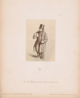 Photo reproduction of a sketch of a soap salesman by Albert Hendschel, From A. Hendschel's