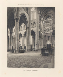 Interior of the transept of Notre-Dame of Amiens, page, photomechanical print, inscription: