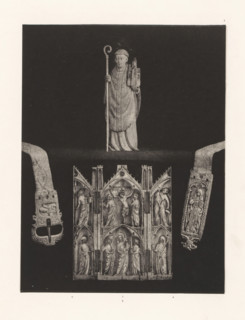Triptych of ivory with scenes from the New Testament and three other religious objects of ivory,