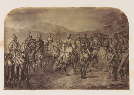 Photo reproduction of a print of an army of Germans, photograph, reproduction, page, after print by