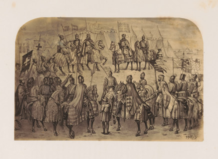 Photo reproduction of a print of the Third Crusade, photograph, reproduction, page, after print by