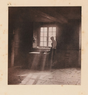 Woman at the window, page, photomechanical print, inscription: 'Interior by G. Marissiaux',