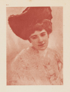 Portrait study of an unknown woman, page, photomechanical print, inscription: 'GI', inscription: