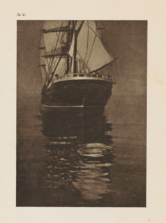 Rear of a sailing ship, page, photomechanical print, inscription: 'A calm sea by O. Hofmeister',