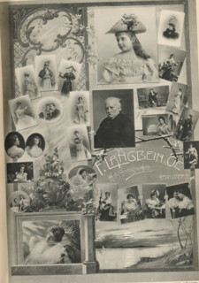 Collage of portraits of unknown men, women and children, page, photomechanical print, photographer: