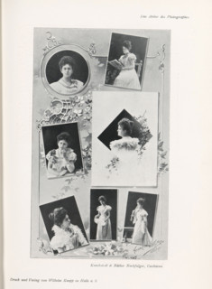 Collage of seven portraits of an unknown woman, page, photomechanical print, inscription: 'Das