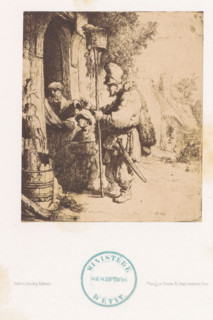 Photo reproduction of an etching of the rat poison seller by Rembrandt van Rijn, photograph,