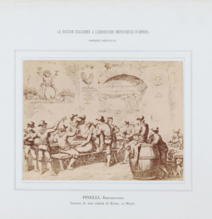Interno di una osteria di Roma, ai Monti, Photo reproduction of a print of an interior of an inn in