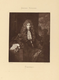 Portrait, Reproduction of a painted portrait of an unknown man by Caspar Netscher, reproduction,
