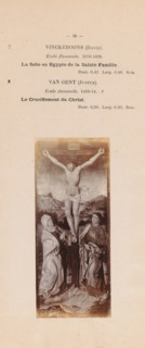 Photo reproduction of a painting of the Crucifixion of Christ by Justus van Gent, photograph,