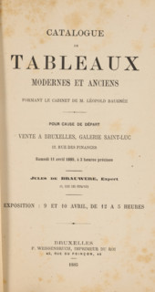 Catalogue de tableaux moderns et anciens formant le cabinet de M. Léopold Baugnée, book,