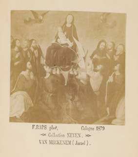 Photo reproduction of a painting of the Adoration of Mary with Child, photograph, reproduction,