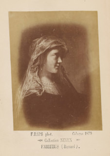 Photo reproduction of a painting of a shepherdess, photograph, reproduction, page, inscription:
