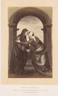 Photo reproduction of a print after a painting, depicting the Visitation, photograph, reproduction,