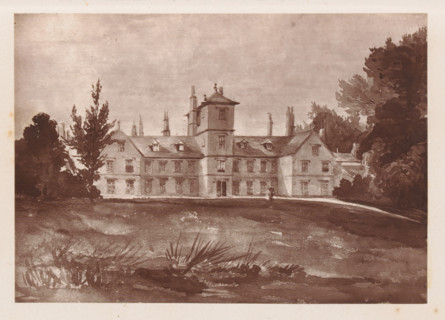 Photo reproduction of a painting depicting a view of Toft Hall in Cheshire, reproduction, page,