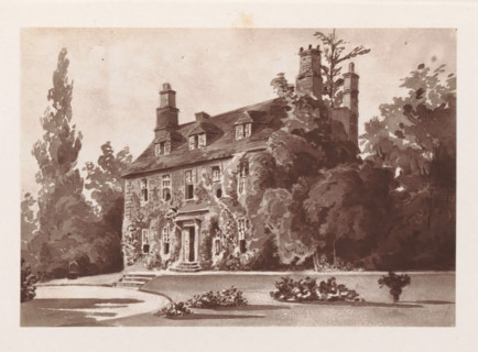 Photo reproduction of a painting depicting a view of West Woodhay House in West Woodhay,