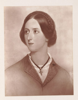 Photo reproduction of a drawing depicting a portrait of Anne Louisa Hare, reproduction, page,