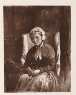 Photo reproduction of a painting depicting a portrait of Mary Lea Gidman, reproduction, page,