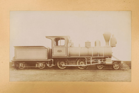 Passenger steam locomotive made by Sharp, Stewart and Company, photograph, page, inscription: