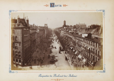 View of the Boulevard des Italiens in Paris, Perspective du Boulevard des Italiens, photograph,