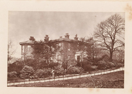 Exterior of (presumably) John Bright's house at Rochdale, page, photomechanical print, Rochdale, c.