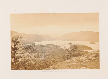 View of Derwentwater in the Lake District, Derwentwater, from Castle head, photograph, page,