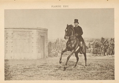 Man on a horse galloping, page, photomechanical print, number: 'Planche XXVI', maker: Jean Delton,