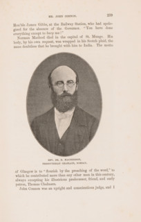 Portrait of Duncan Macpherson, page, photomechanical print, caption: 'REV. DR. D. MACPHERSON,