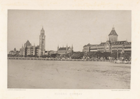 View of buildings in Mumbai, Maharashtra, India, page, photomechanical print, title: 'MODERN