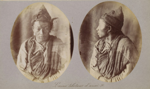 Two portraits of a Tibetan lama, Lama tibetano d'anni 30, photograph, page, photographer: Paolo