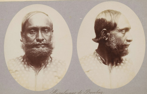 Two portraits of an unknown man from Mumbai, Musulmano di Bombay, photograph, page, photographer:
