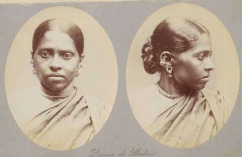 Donna di Madras, Two portraits of an unknown woman from Madras, photograph, page, photographer: