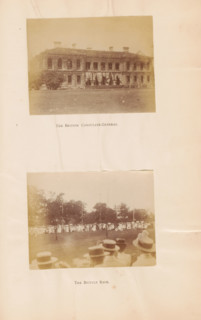 The British Consulate-General. The bicycle race, View of the British Consulate with decorations and