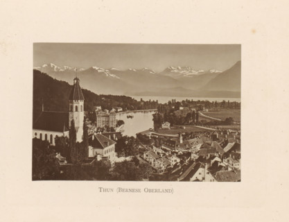 Thun (Bernese Oberland), View of Thun in Switzerland, page, photomechanical print, Switzerland, c.