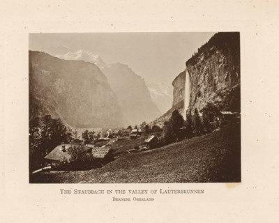 View of the Lauterbrunnen Valley with the Staubbach Waterfall, The Staubbach in the Valley of
