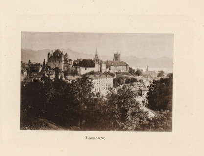 Lausanne, View of Lausanne in Switzerland, page, photomechanical print, Vaud (canton), c. 1874 - in