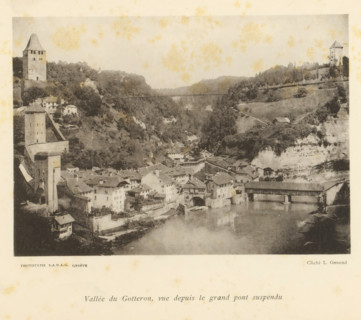 Vallée du Gotteron, vue depuis le grand pont suspendu, View of the Vallée du Gottéron from the