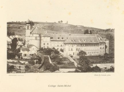 Collège Saint-Michel, View of the Collège Saint-Michel in Fribourg, page, photomechanical print,