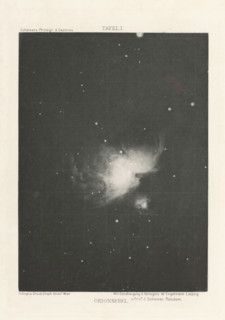 Orion Nebula, Orionnebel, page, photomechanical print, name: 'Scheiners Photogr. d. Gestirne Mit