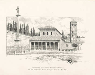 Antique gate, possibly in Rome, page, photomechanical print, inscription: 'Autotypie-Doppeldruck